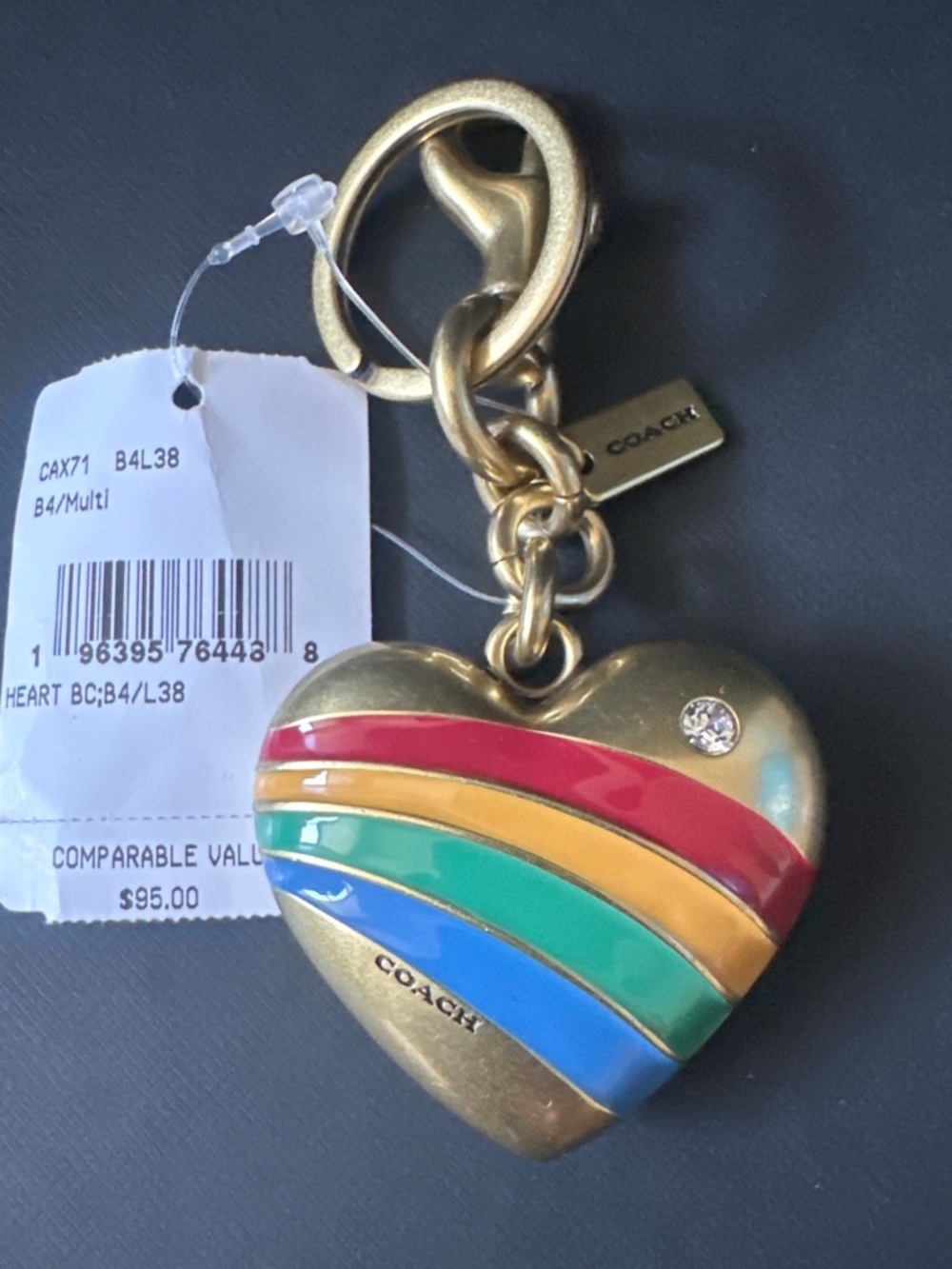 NWT Coach Heart Bag Charm 🌈